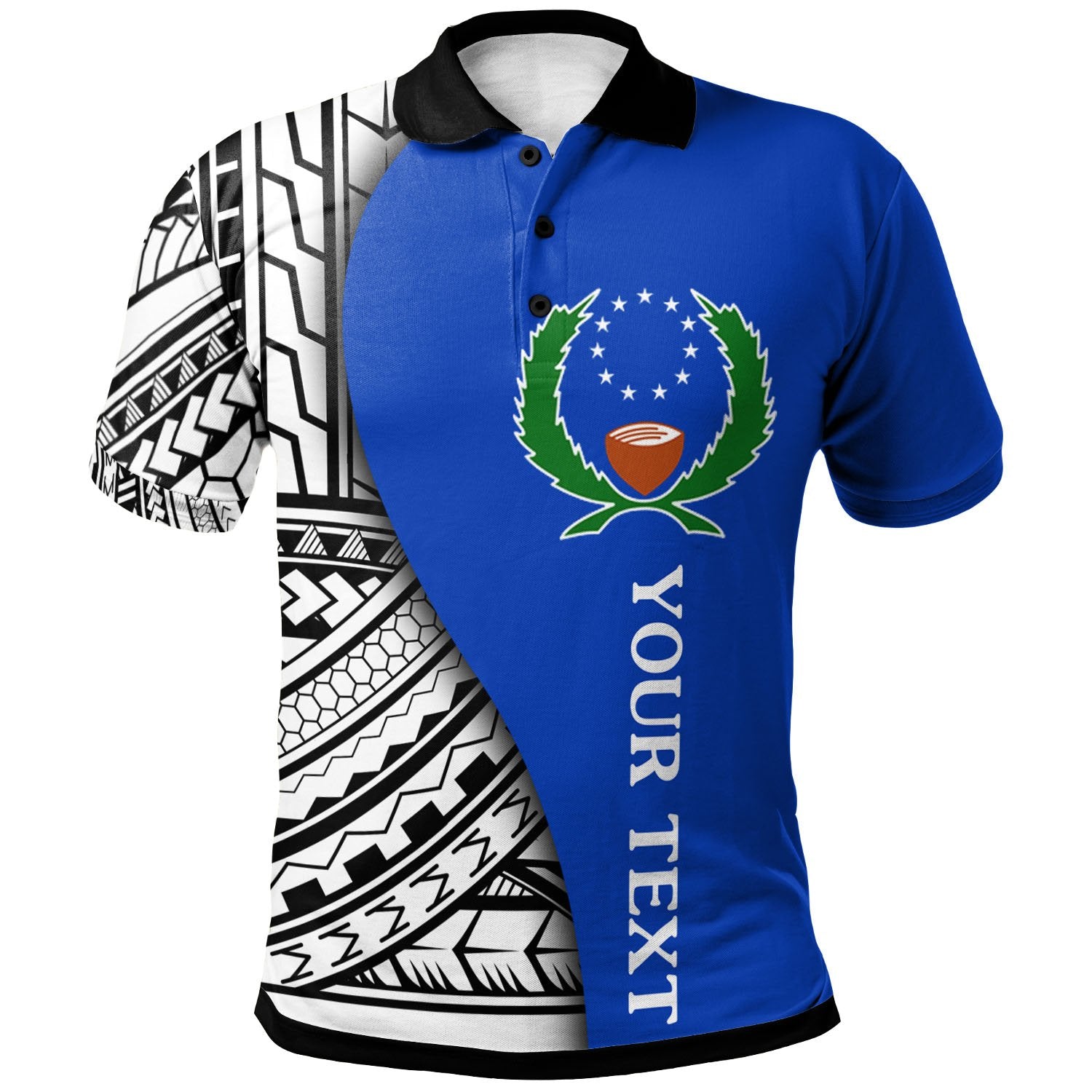 Pohnpei Custom Polo Shirt Coat Of Arm and Polynesian Patterns Unisex Blue - Polynesian Pride