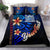 Fiji Custom Personalised Bedding Set - Vintage Tribal Mountain Crest Blue - Polynesian Pride