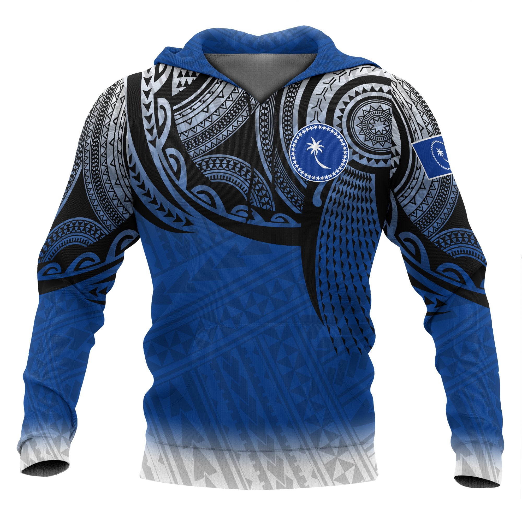 Chuuk Micronesia Hoodie Tattoo Pattern Unisex Blue - Polynesian Pride