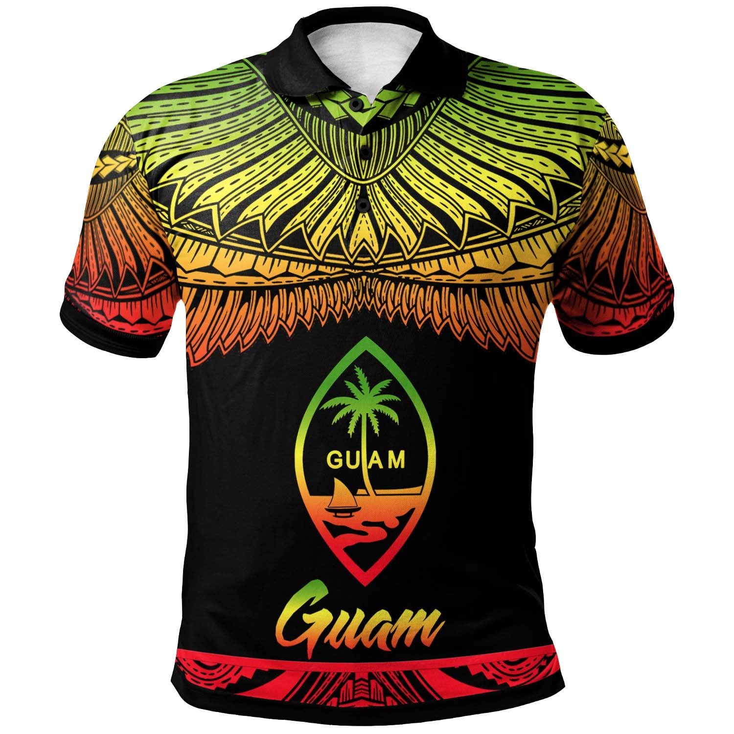 Guam Polo Shirt Polynesian Tattoo Reggae Version Unisex Reggae - Polynesian Pride