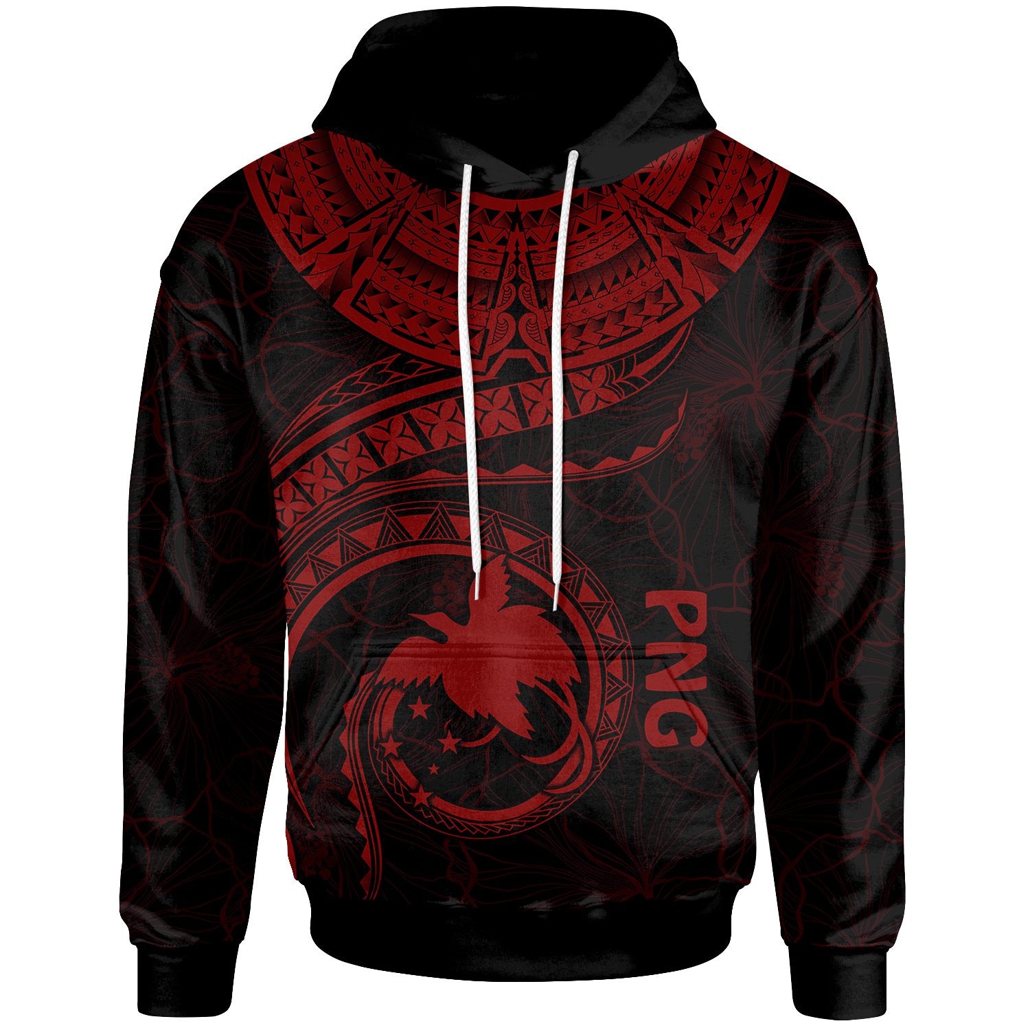 Papua New Guinea Polynesian Hoodie Papua New Guinea Waves (Red) Unisex Red - Polynesian Pride