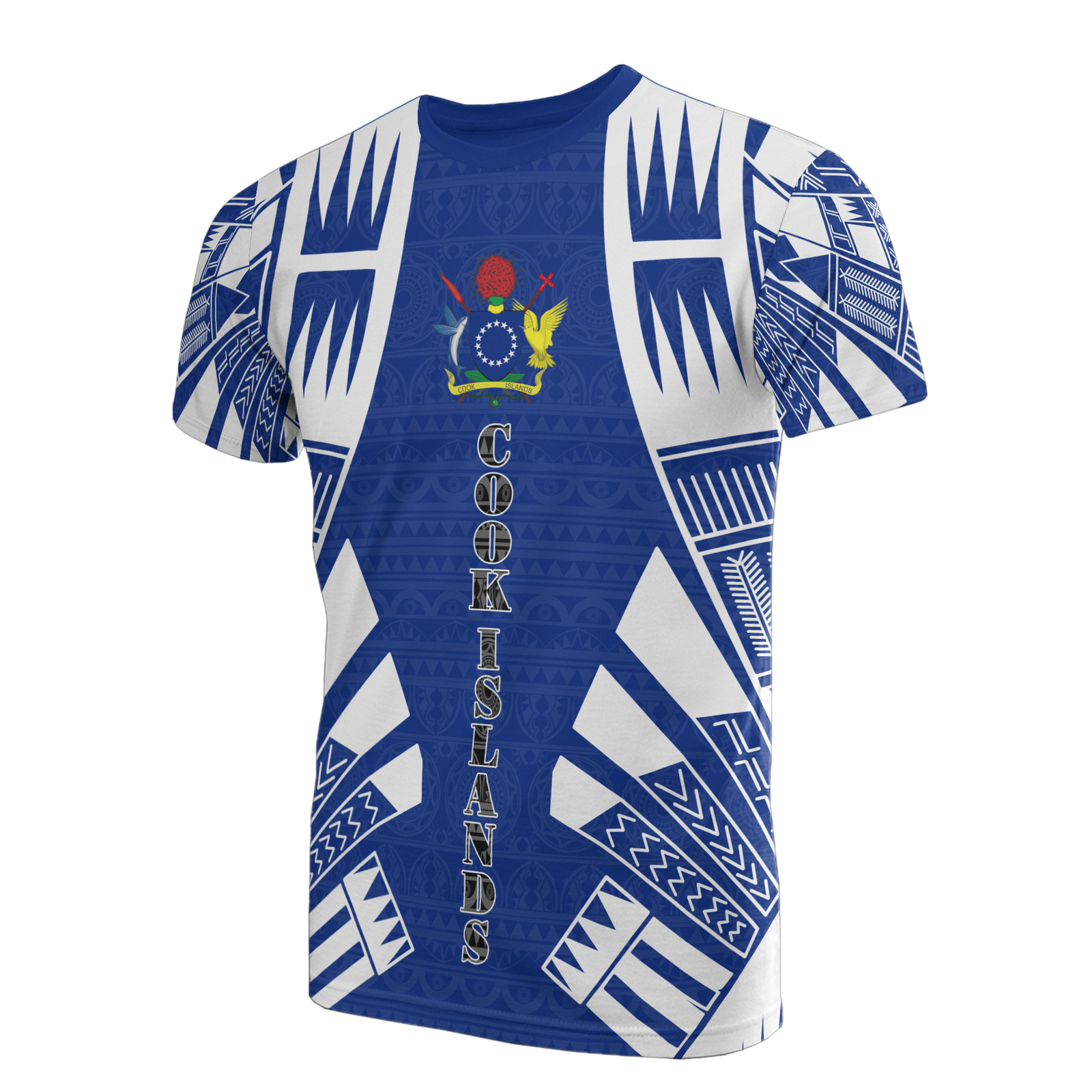 Cook Islands T Shirt Polynesian Coat of Arms Polynesian Tattoo Blue Style Unisex Blue - Polynesian Pride