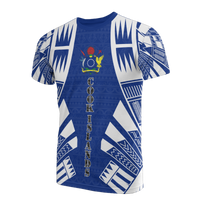 Cook Islands T Shirt Polynesian Coat of Arms Polynesian Tattoo Blue Style Unisex Blue - Polynesian Pride