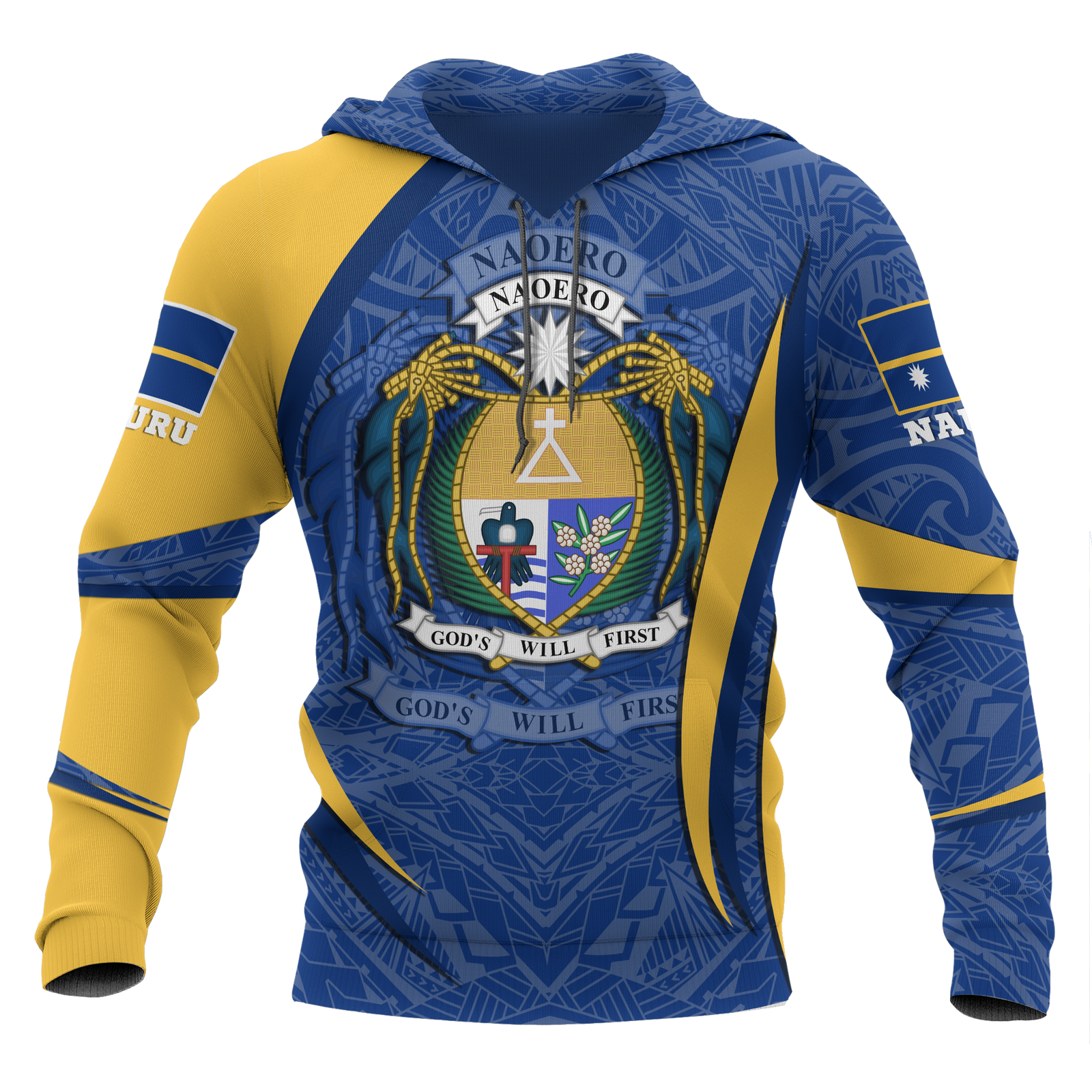 Nauru Polynesian Hoodie Nauru Spirit (Blue) Unisex Blue - Polynesian Pride