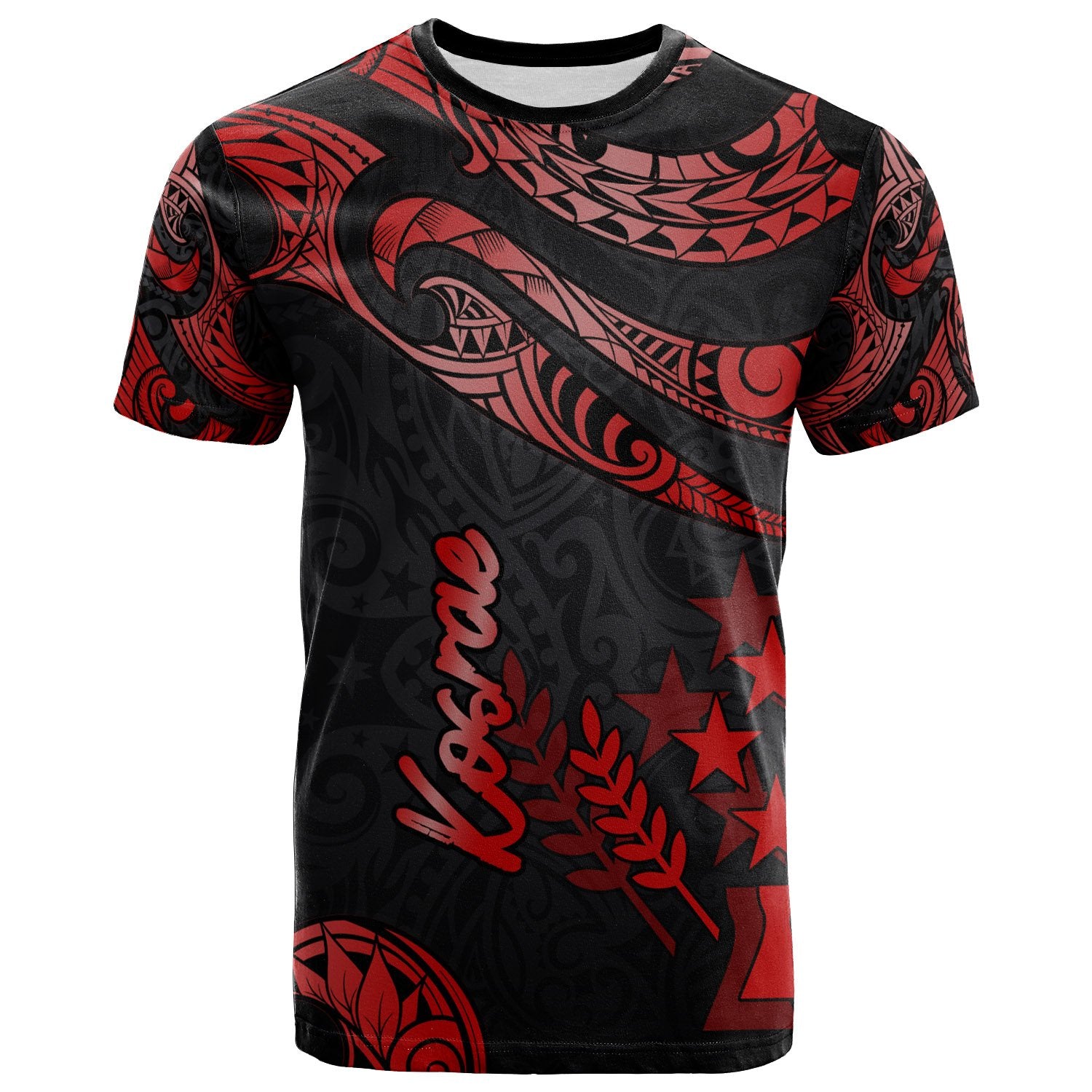 Kosrae Micronesia T Shirt Poly Tattoo Red Version Unisex Red - Polynesian Pride