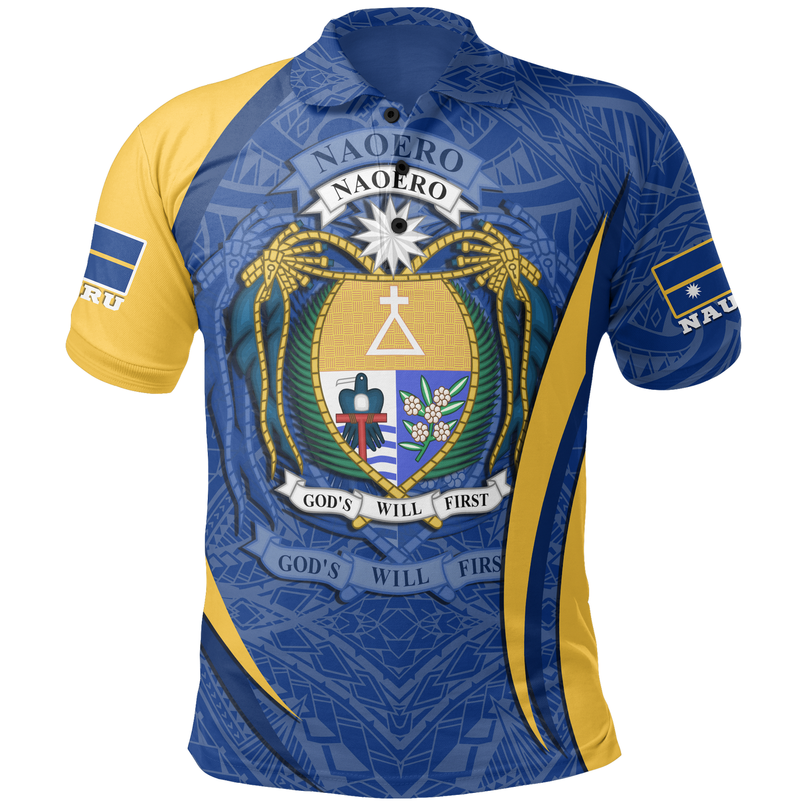 Nauru Polo Shirt Nauru Flag Coat Of Arms (Blue) Unisex Blue - Polynesian Pride