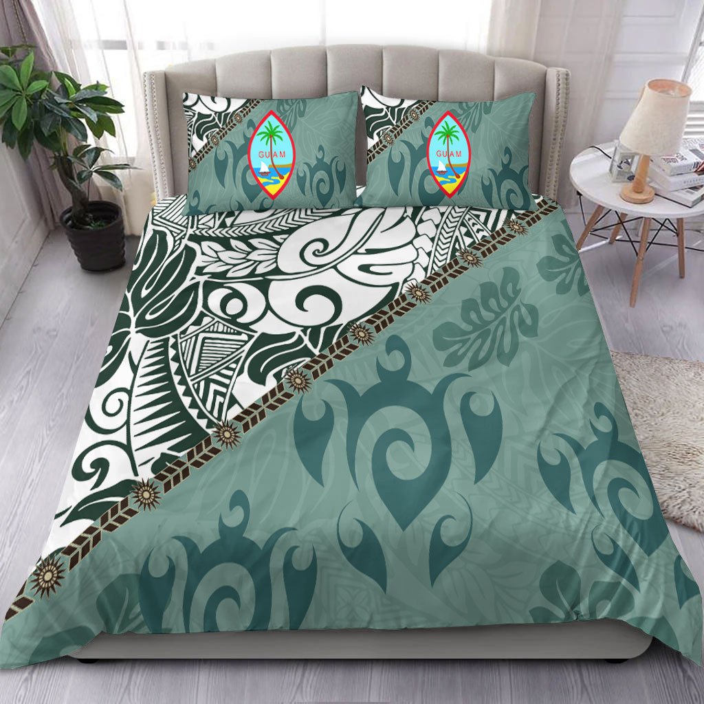 Guam Bedding Set - Leaves And Turtles Green - Polynesian Pride