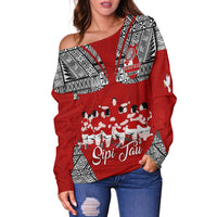 Tonga Rugby Ikale Tahi Sipi Tau Women Off Shoulder Sweater - LT2 - Polynesian Pride