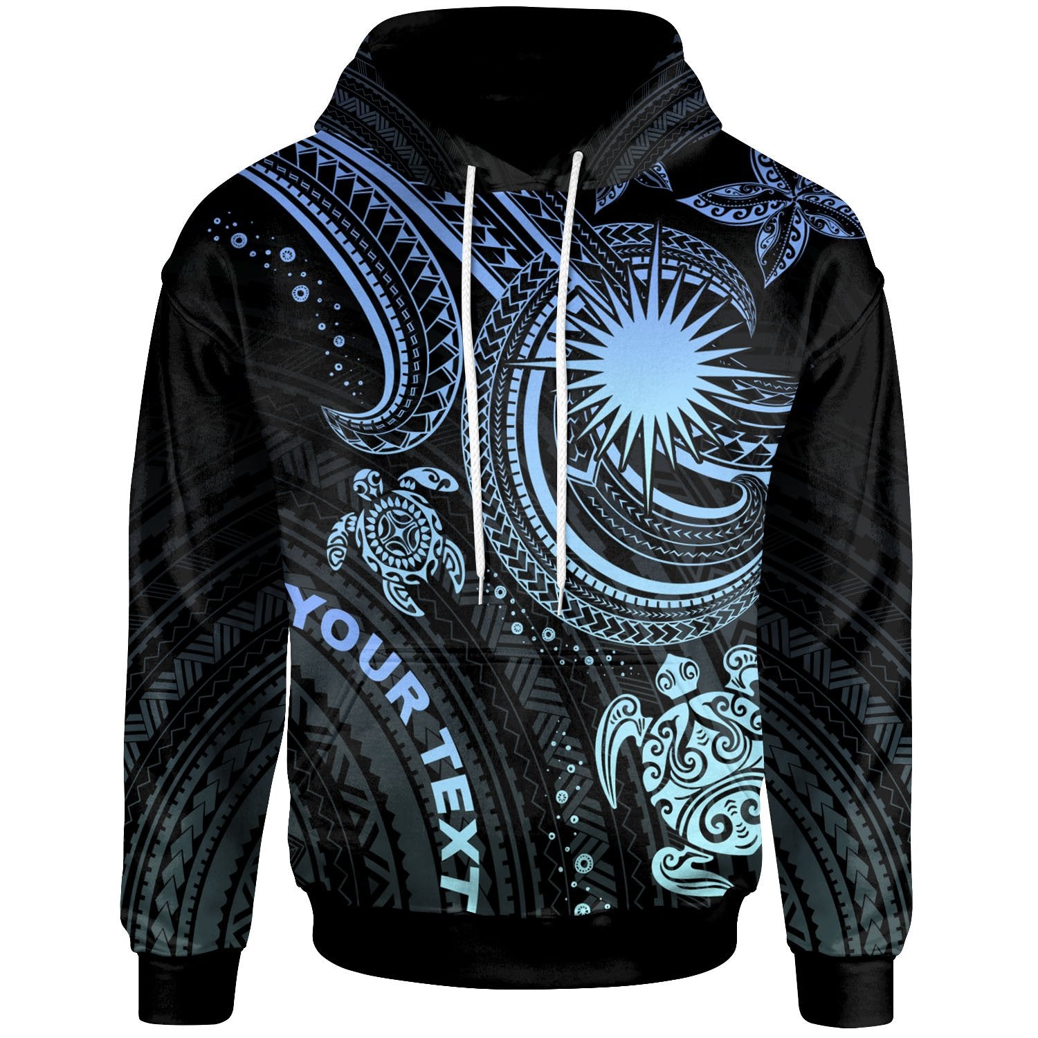 Marshall Islands Custom Hoodie Blue Turtle Unisex Blue - Polynesian Pride