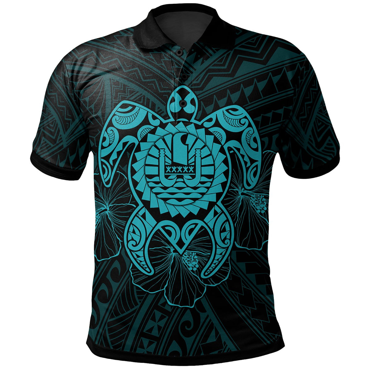 Tahiti Polynesian Polo Shirt Vintage Polynesian Turtle (Turquoise) Unisex Turquoise - Polynesian Pride