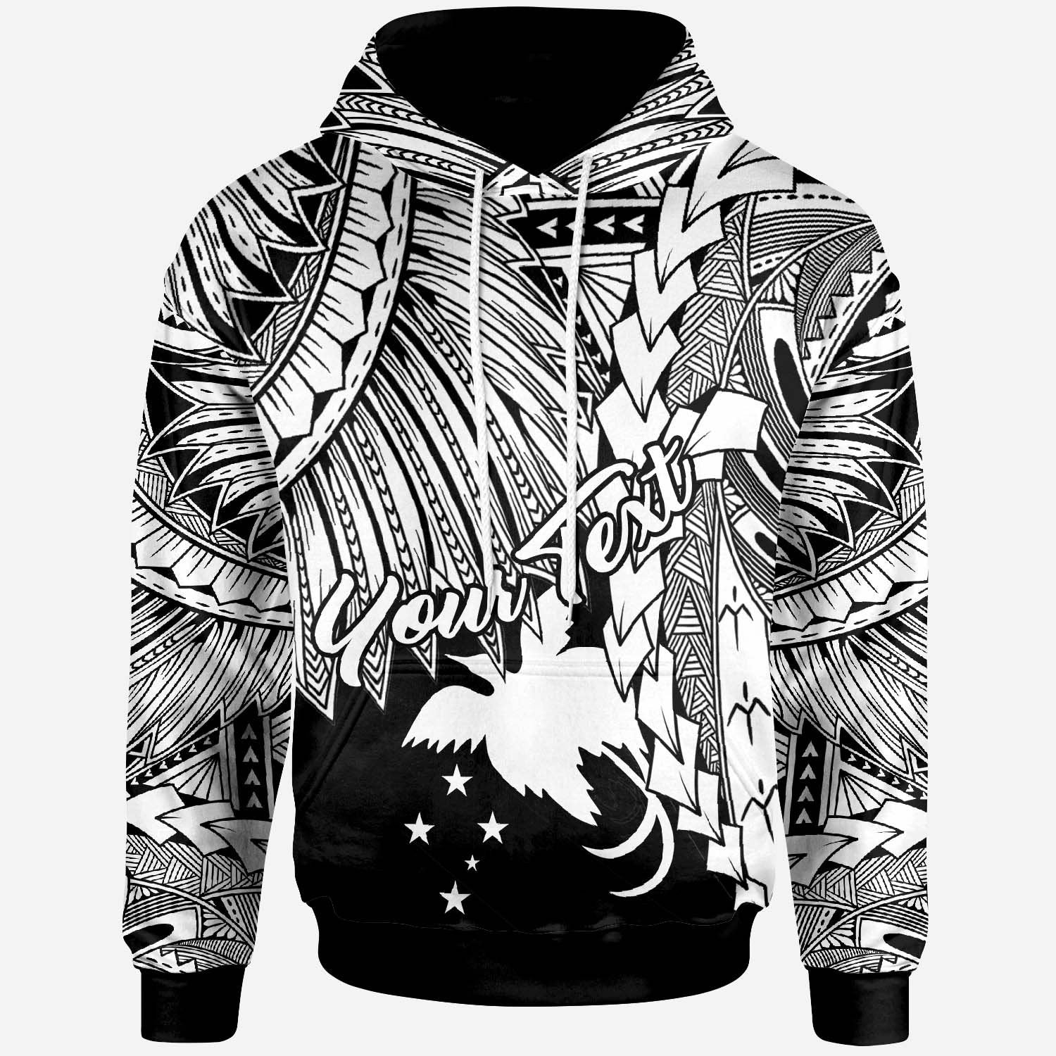 Papua New Guinea Polynesian Custom Hoodie Tribal Wave Tattoo White Unisex White - Polynesian Pride