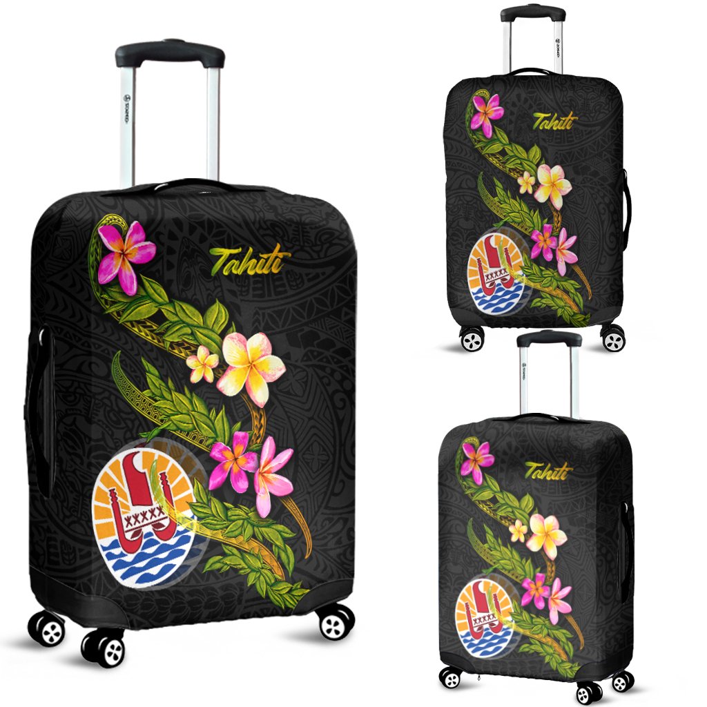 Tahiti Polynesian Luggage Covers - Plumeria Tribal Black - Polynesian Pride