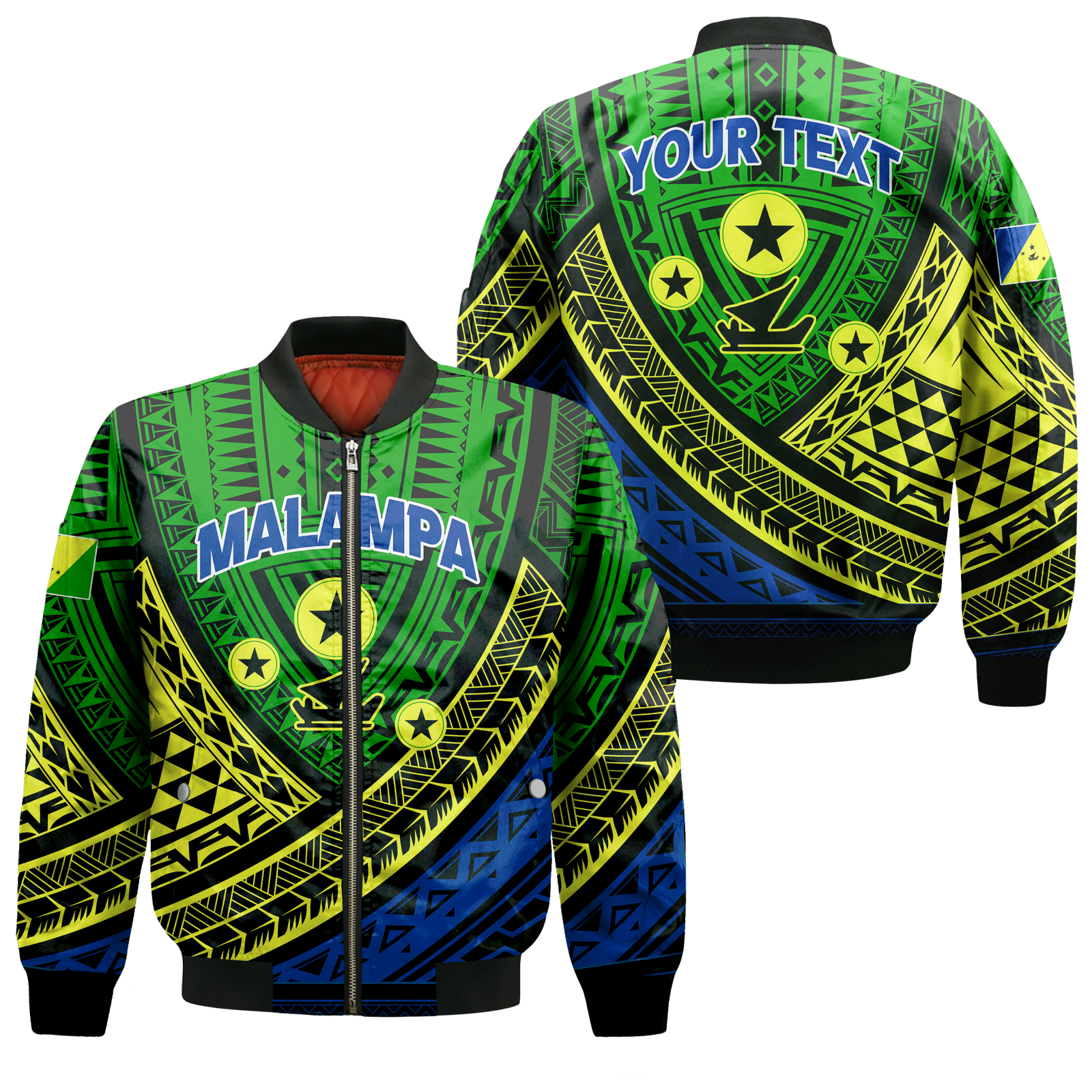 (Custom Personalised) Vanuatu Malampa Province Tribal Pattern Bomber Jacket - LT12 Bomber Jacket Green - Polynesian Pride
