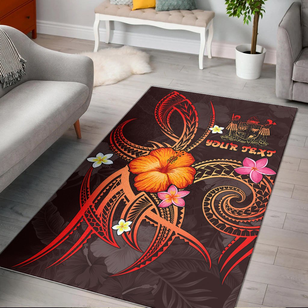 Fiji Polynesian Personalised Area Rug - Legend of Fiji (Red) Black - Polynesian Pride