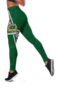 Tonga Saineha High School Tongan Patterns Legging - LT12 Green - Polynesian Pride