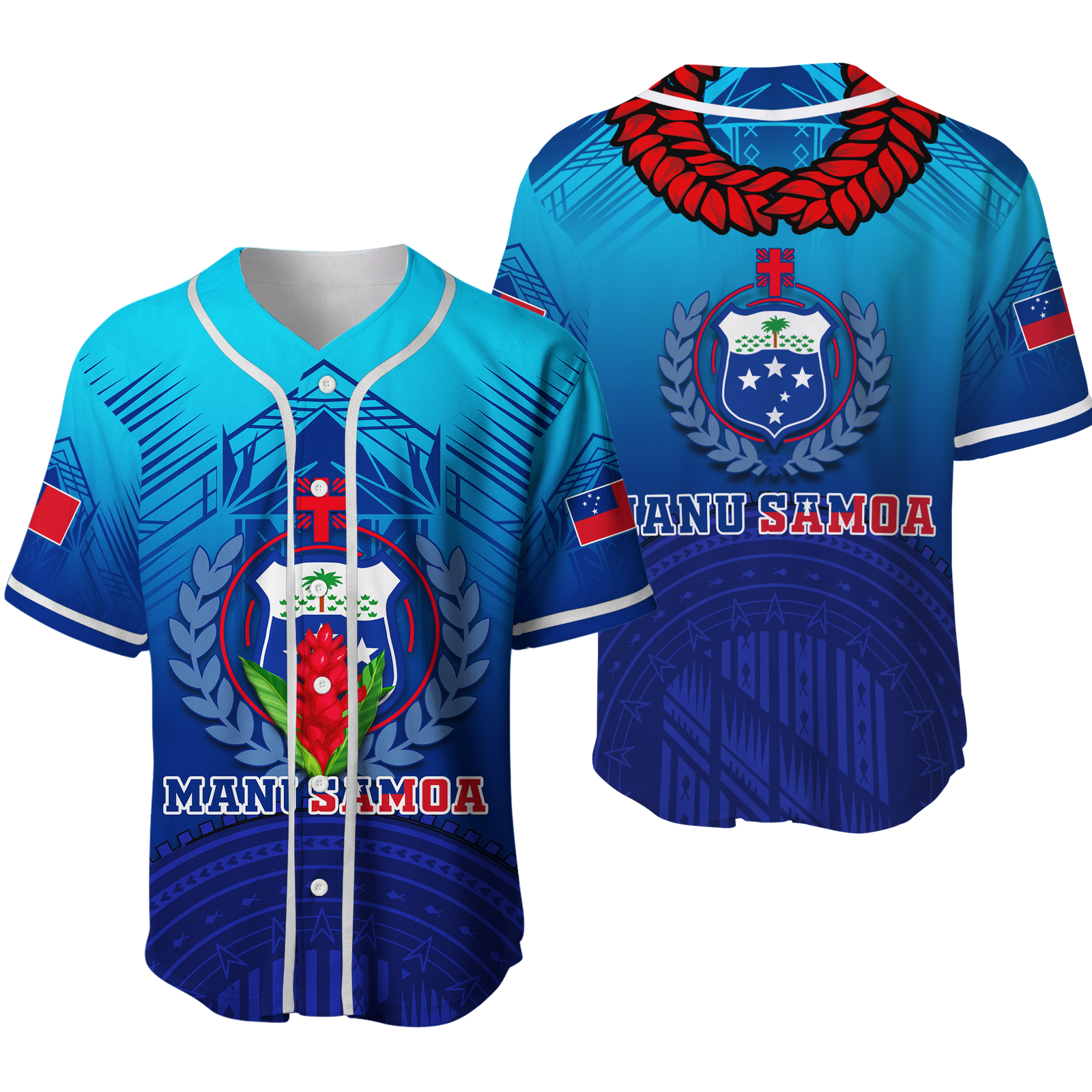 Manu Samoa Legend Baseball Jersey - LT12 Unisex Blue - Polynesian Pride