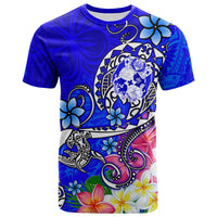 Tonga T Shirt Turtle Plumeria (BLUE) Unisex Blue - Polynesian Pride