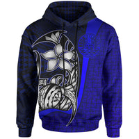 Tahiti Polynesian Hoodie Blue Turtle with Hook Unisex BLUE - Polynesian Pride