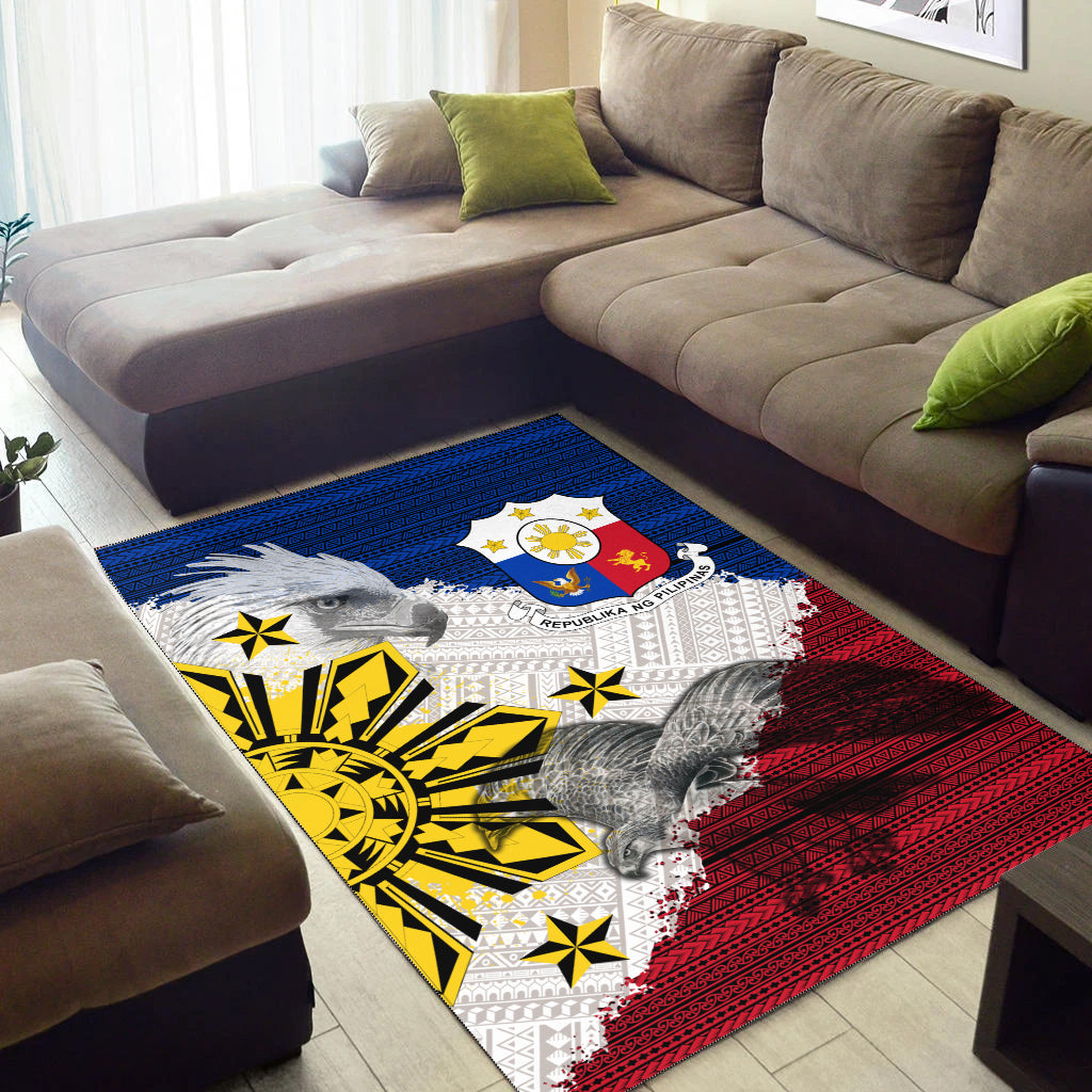 Philippines Filipino Tribal Eagle Area Rug - LT2 WHITE - Polynesian Pride