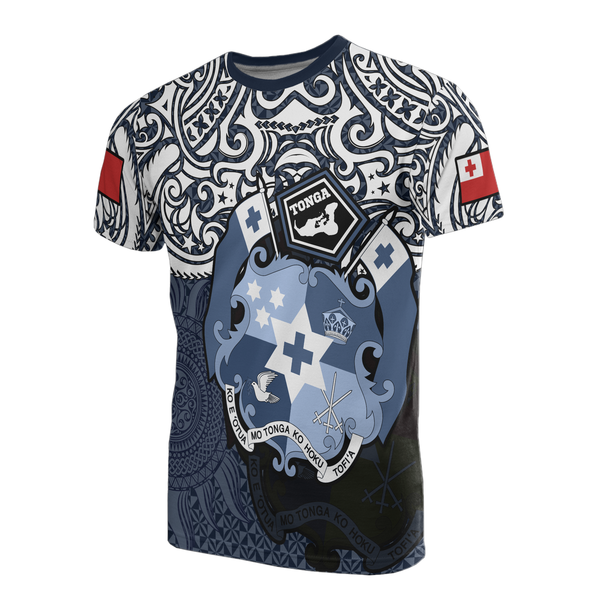 Tonga Pride T Shirt Tonga Flag Coat of Arms Polynesian Tattoo Unisex Blue - Polynesian Pride