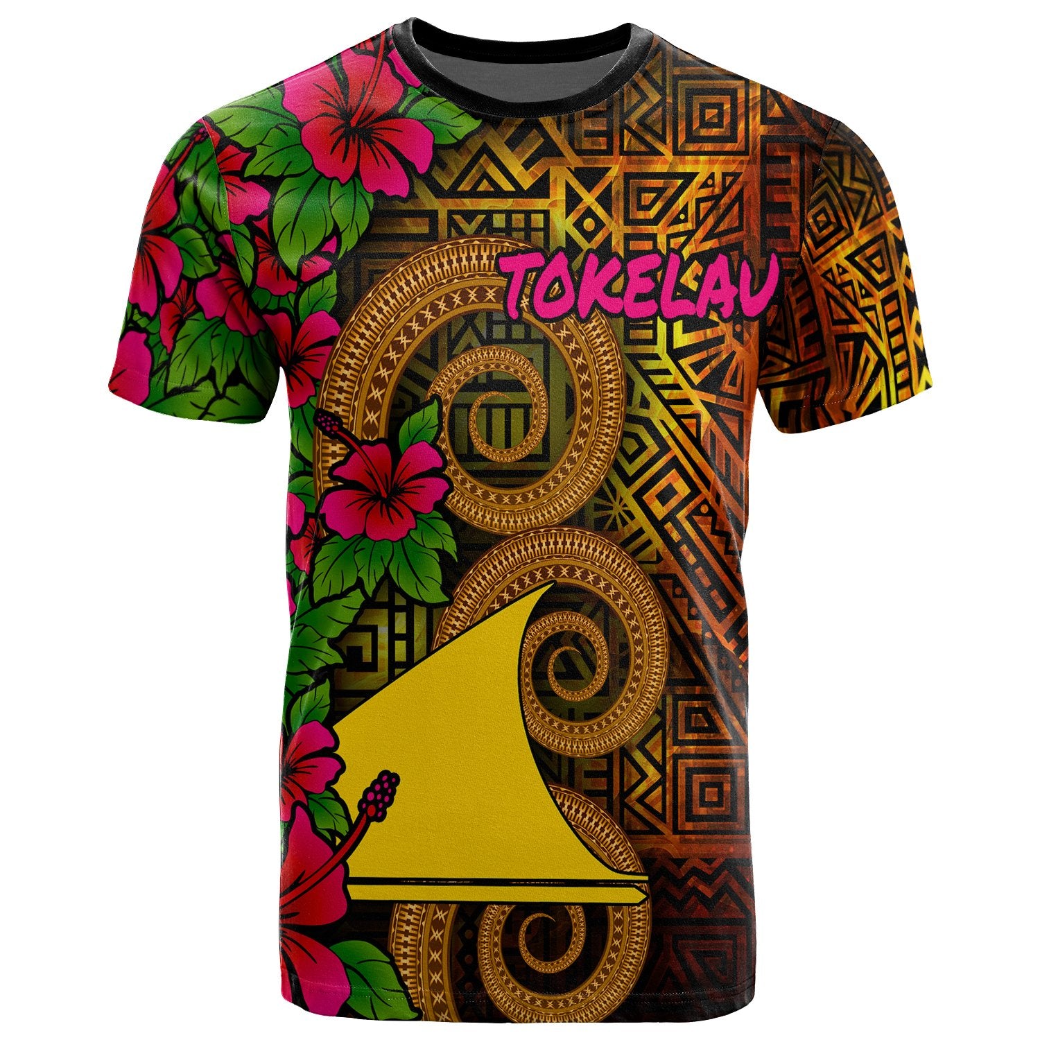 Tokelau Polynesian T Shirt Hibiscus Vintage Unisex Orange - Polynesian Pride