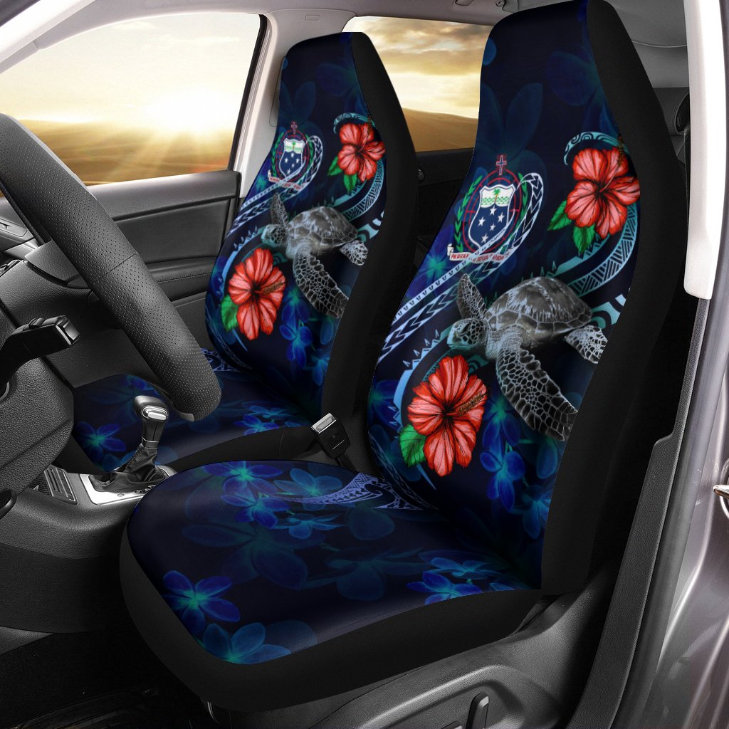 Samoa Polynesian Car Seat Covers - Blue Turtle Hibiscus Universal Fit Blue - Polynesian Pride