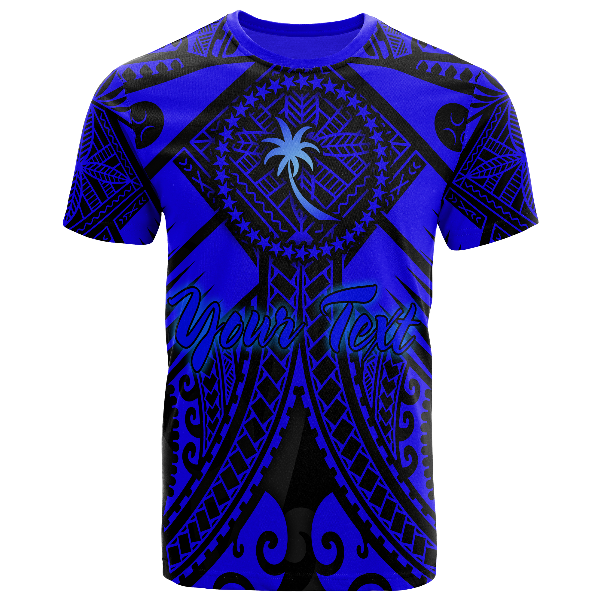 Chuuk Custom T Shirt Blue Seal with Polynesian Tattoo Unisex Blue - Polynesian Pride