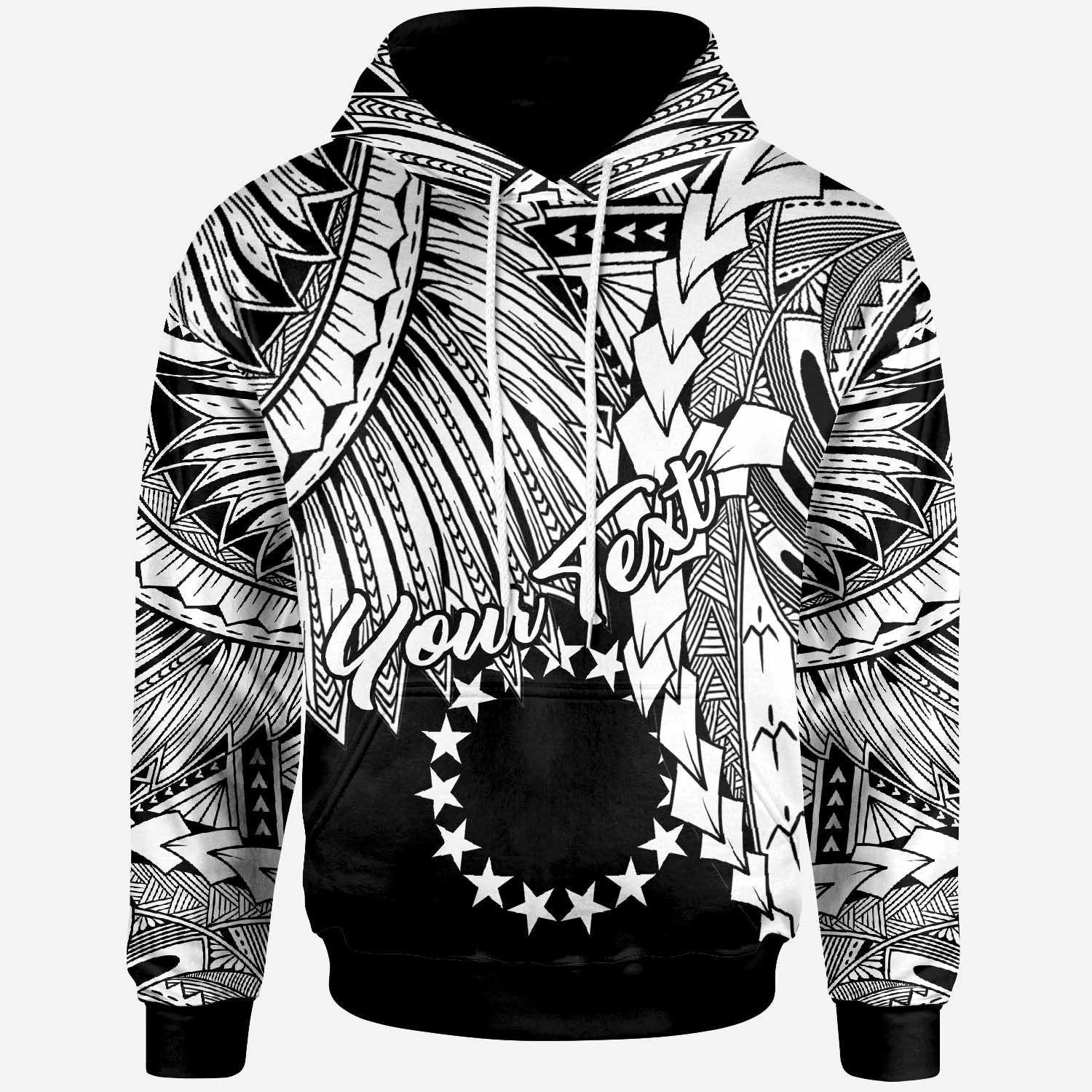 Cook Islands Polynesian Custom Hoodie Tribal Wave Tattoo White Unisex White - Polynesian Pride