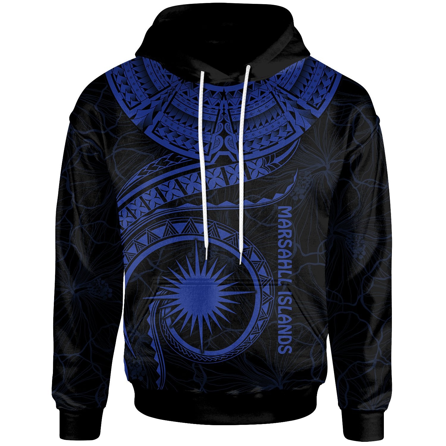 Marshall Islands Polynesian Hoodie Marshall Islands Waves (Blue) Unisex Blue - Polynesian Pride