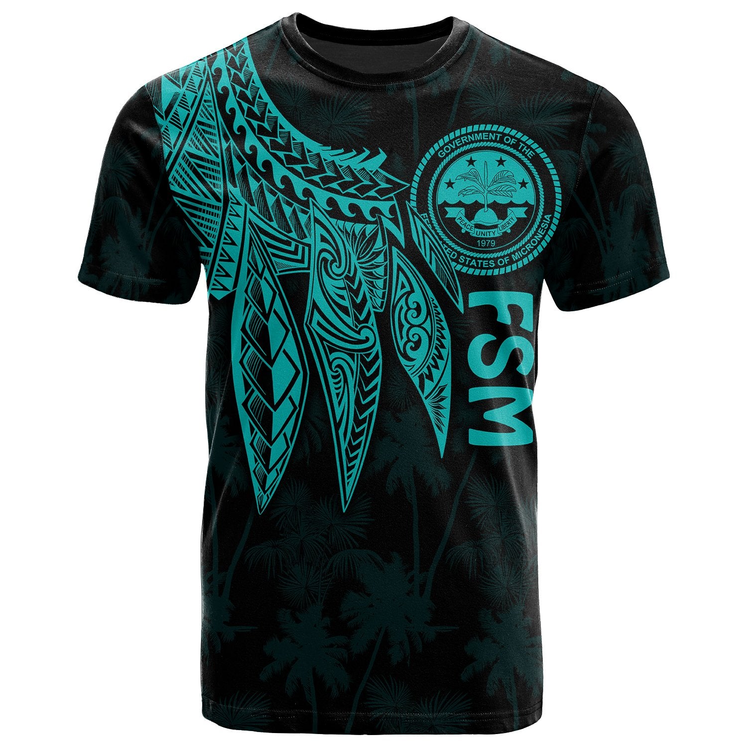 Federated States of Micronesia T Shirt Polynesian Wings (Turquoise) Unisex Turquoise - Polynesian Pride