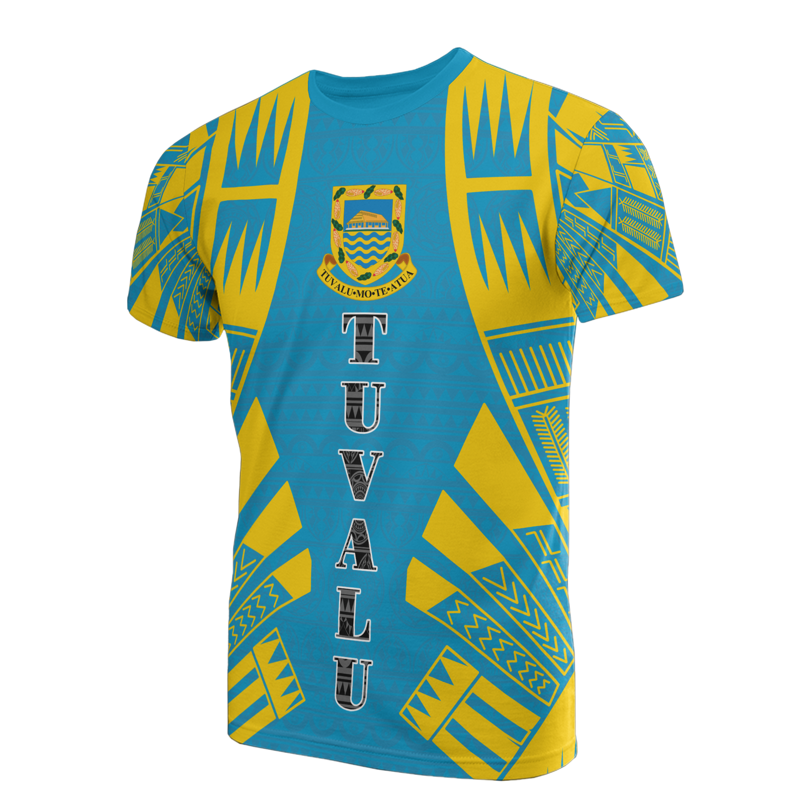 Tuvalu T Shirt Tuvaluan Coat of Arms Polynesian Tattoo Blue Style Unisex Art - Polynesian Pride