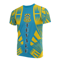 Tuvalu T Shirt Tuvaluan Coat of Arms Polynesian Tattoo Blue Style Unisex Art - Polynesian Pride