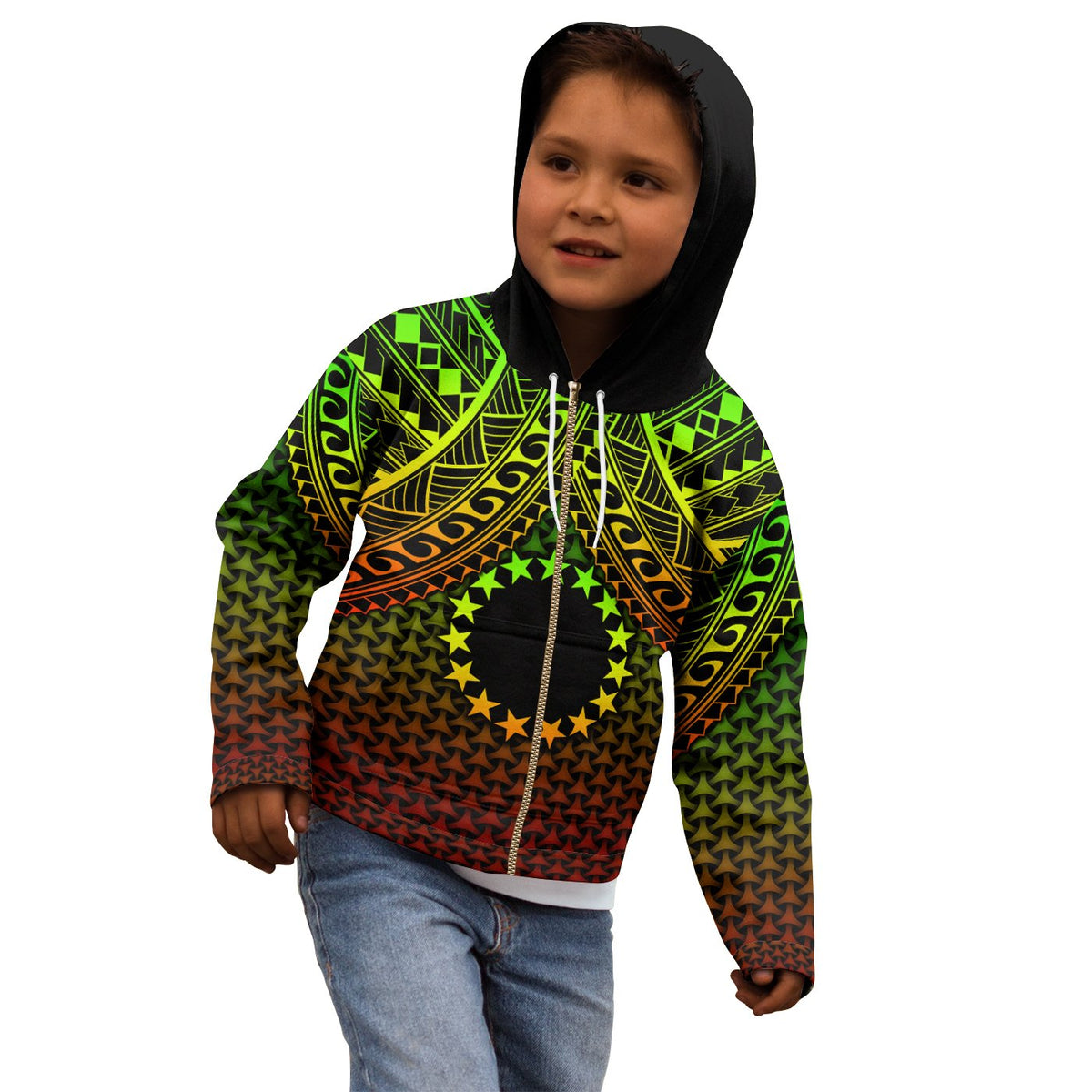 Polynesian Cook Islands Zip up Hoodie Reggae Vintage Polynesian Patterns - Polynesian Pride