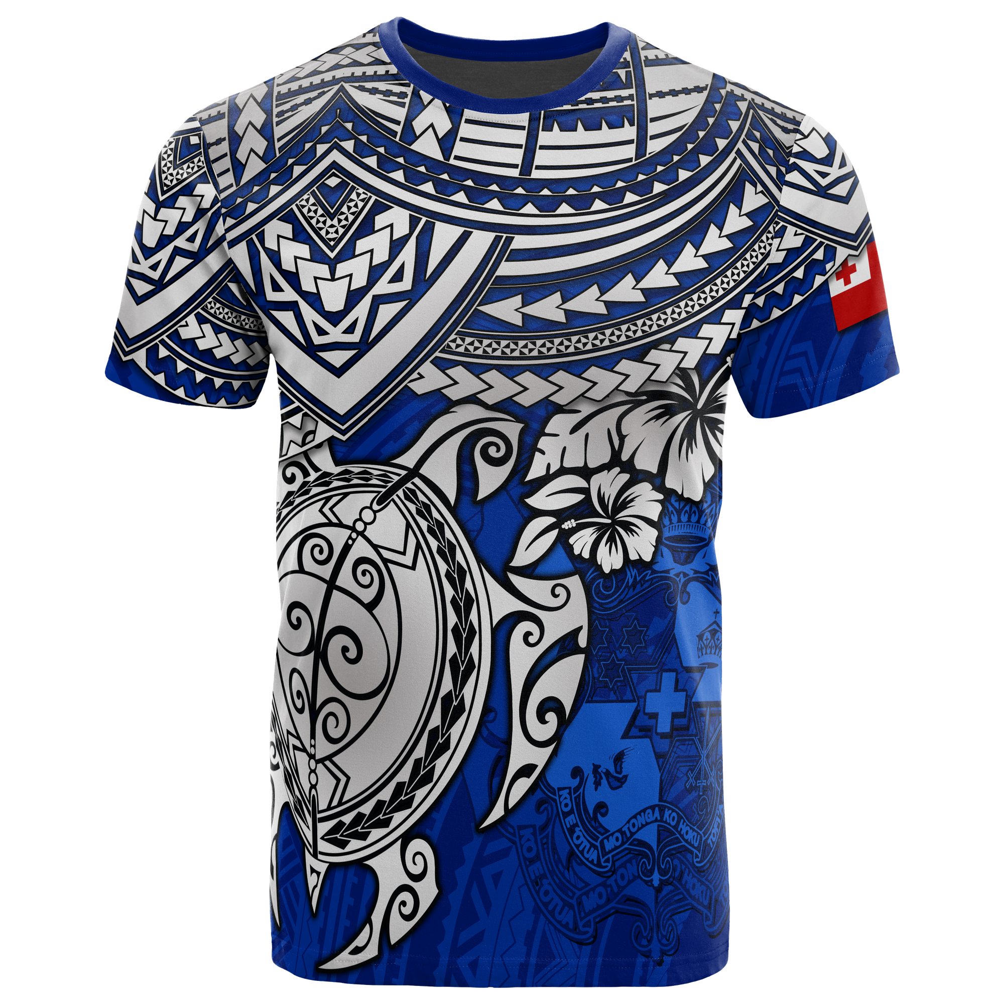 Tonga T Shirt Tonga Tonga Coat of Arms Turtle Hibiscus Blue Unisex Blue - Polynesian Pride