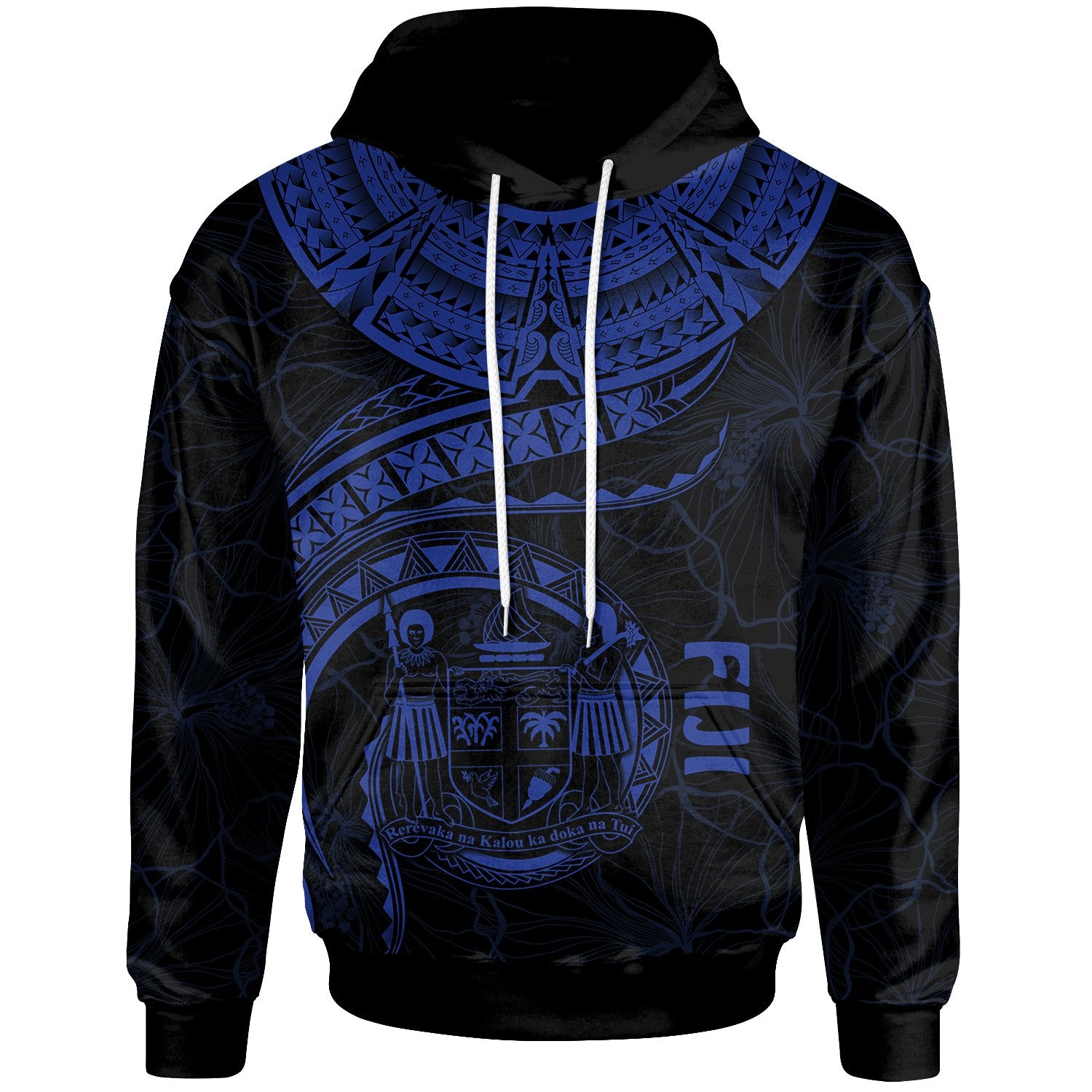 Fiji Polynesian Hoodie Fiji Waves (Blue) Unisex Blue - Polynesian Pride