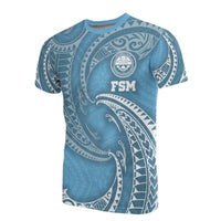 Federated States of Micronesia All Over T Shirt Blue Tribal Wave Unisex Blue - Polynesian Pride