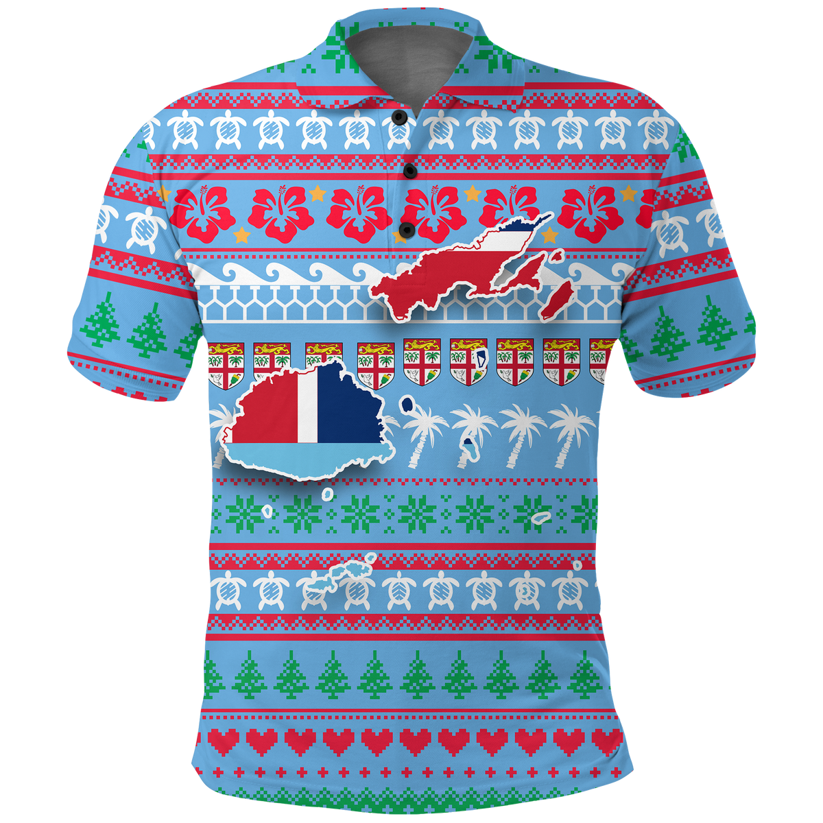 Fiji Christmas Polo Shirt Ugly Christmas LT12 Unisex Blue - Polynesian Pride