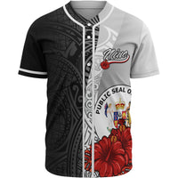 Niue Polynesian Baseball Shirt - Coat Of Arm With Hibiscus White Unisex White - Polynesian Pride