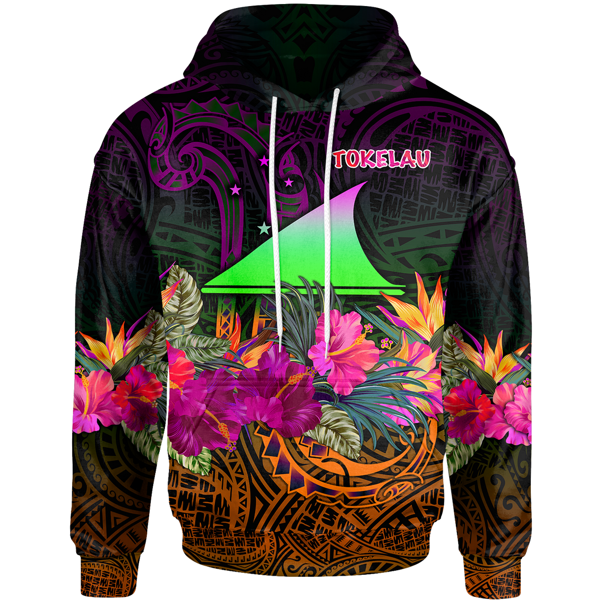 Tokelau Hoodie Summer Hibiscus Unisex Reggae - Polynesian Pride