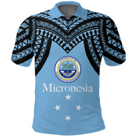 Federated States of Micronesia Polo Shirt Micronesia Pattern LT12 Unisex Blue - Polynesian Pride