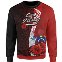 Cook Islands Polynesian Sweater - Coat Of Arm With Hibiscus Unisex Red - Polynesian Pride