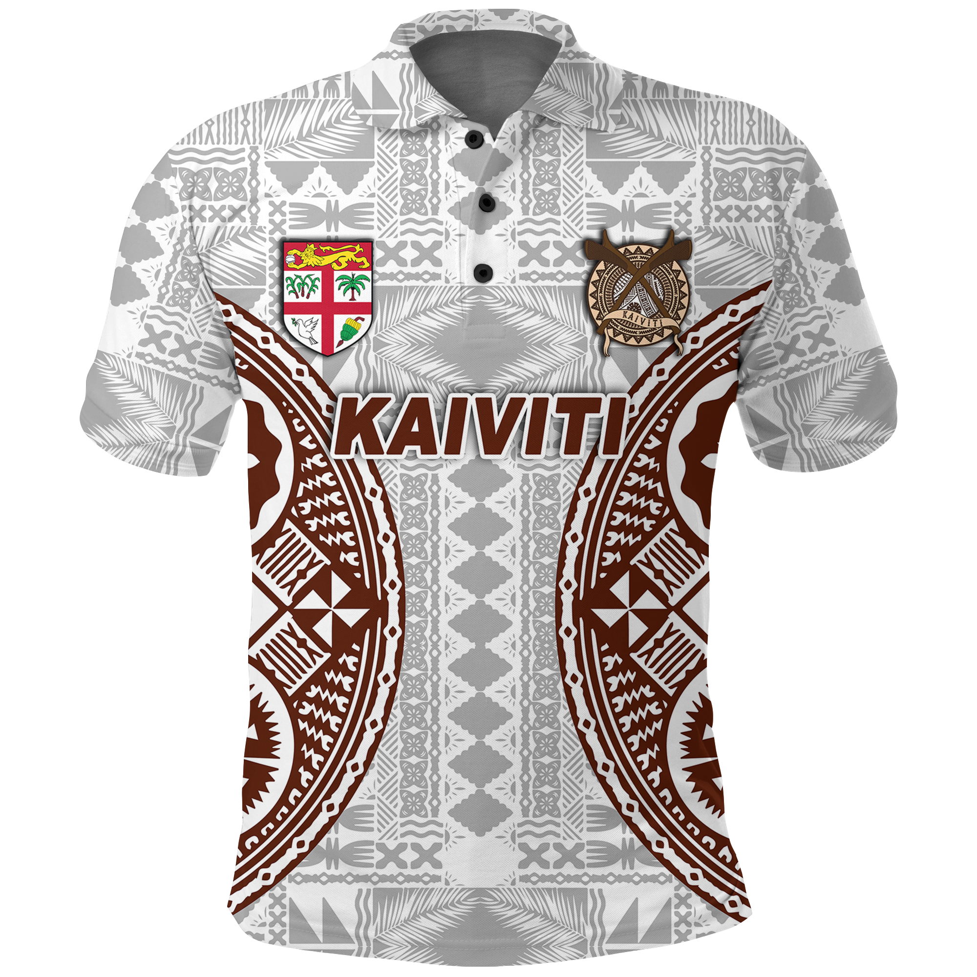 Custom Fiji Kaiviti Tapa Pattern Polo Shirt LT12 Unisex White - Polynesian Pride