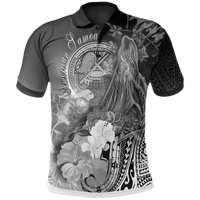 American Samoa Polynesian Polo Shirt Humpback Whale with Tropical Flowers (White) Unisex White - Polynesian Pride