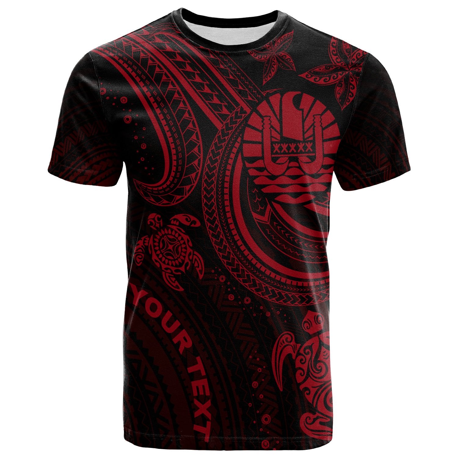 Tahiti Custom T Shirt Red Turtle Unisex Red - Polynesian Pride