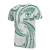 Hawaii Polynesian Custom T Shirt Green & White Tribal Wave LT12 Unisex Green - Polynesian Pride