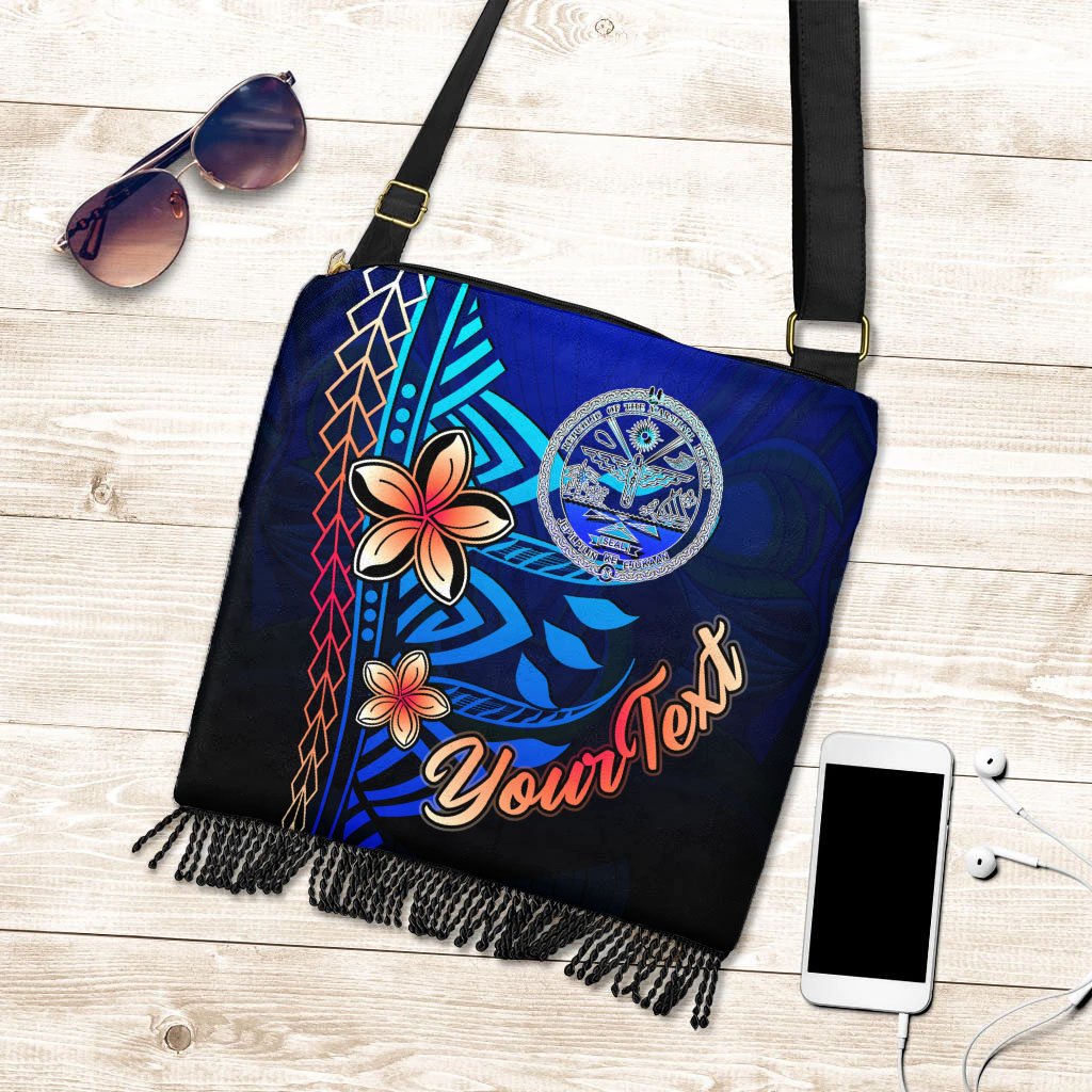 Marshall Islands Custom Personalised Boho Handbag - Vintage Tribal Mountain Crest One Style One Size Blue - Polynesian Pride