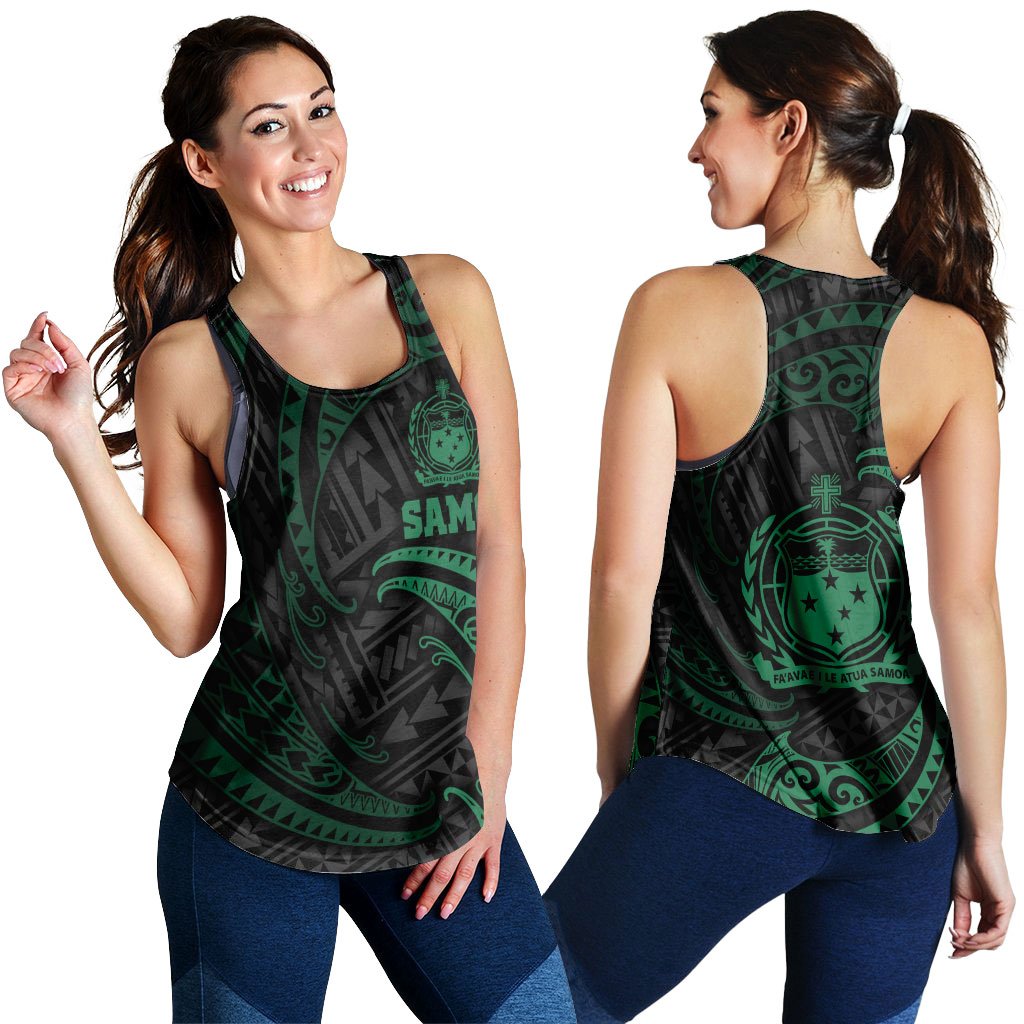 Samoa Polynesian Women's Racerback Tank - Green Tribal Wave Green - Polynesian Pride