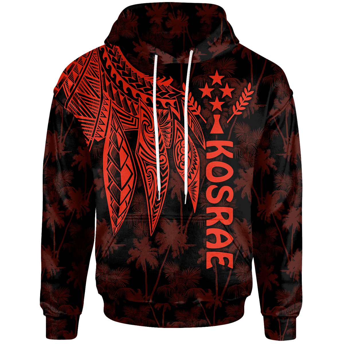 Kosrae Hoodie Polynesian Wings (Red) Unisex Red - Polynesian Pride
