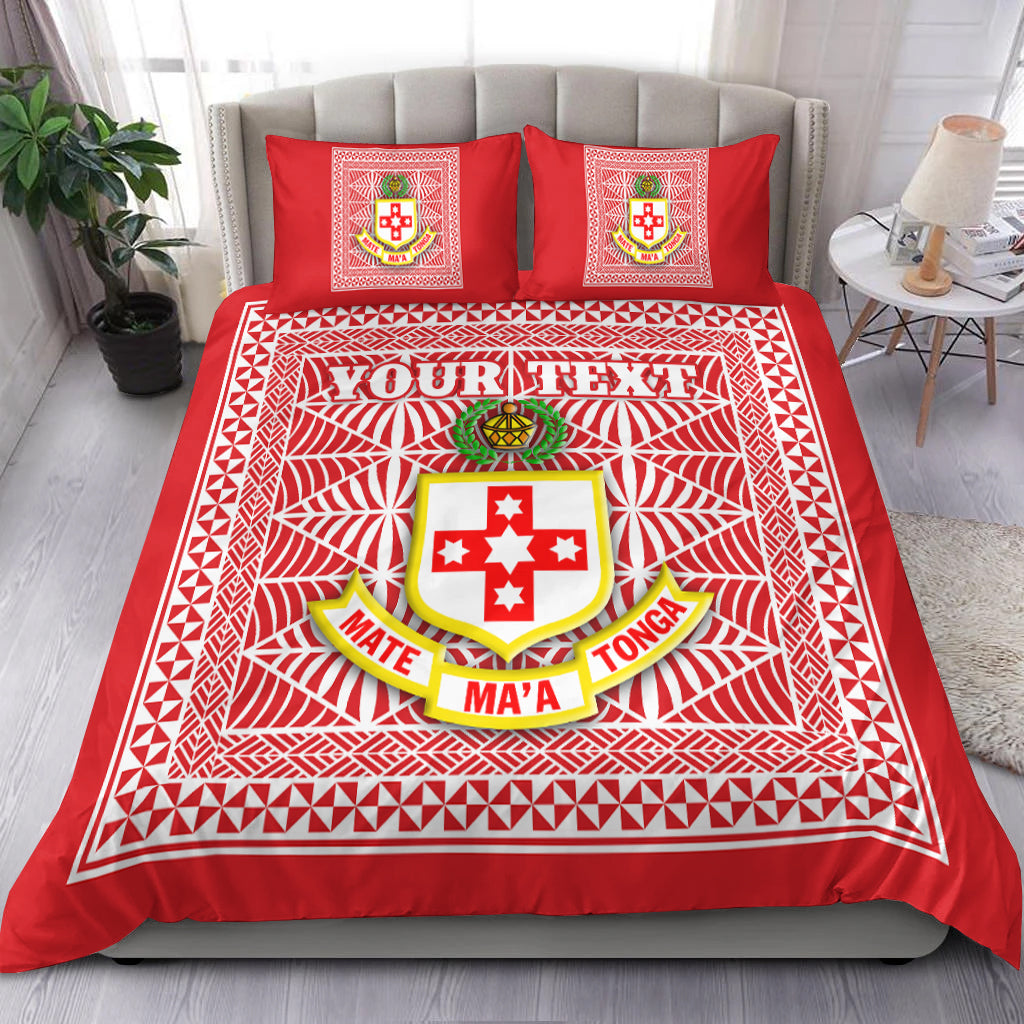 (Custom Personalised) Kolisi Tonga Bedding Set Tonga College Atele LT4 Red - Polynesian Pride