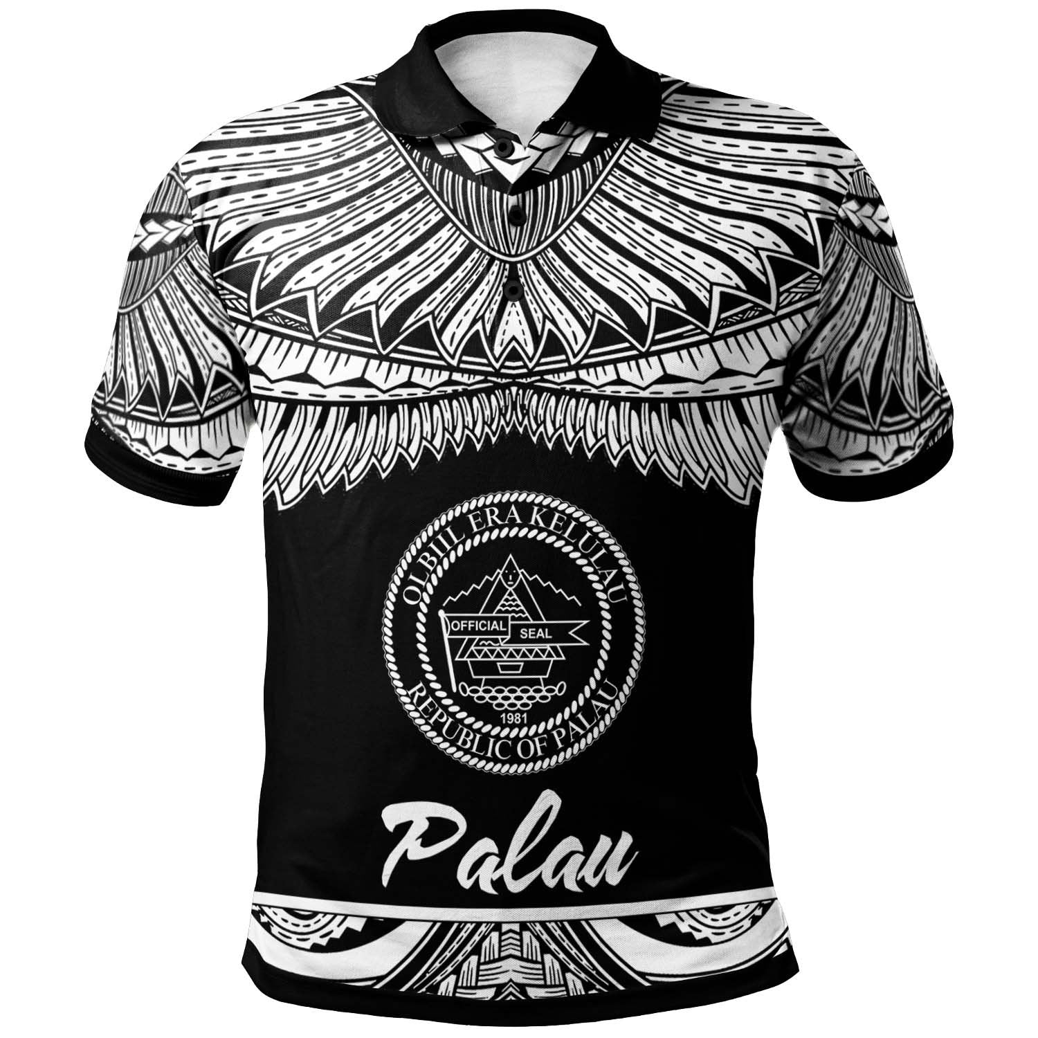 Palau Polo Shirt Polynesian Tattoo White Version Unisex White - Polynesian Pride